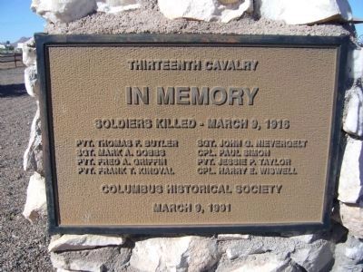 In Memory Thirteenth Cavalry Marker - Side B image. Click for full size.