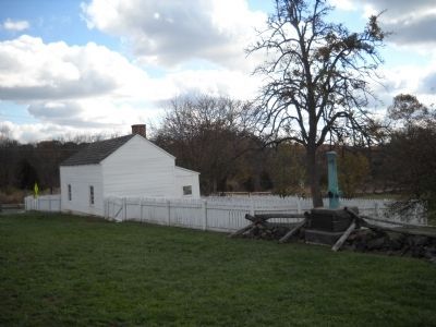 Meade Headquarters Marker and the Leister House. Click for full size. Meade Headquarters Marker and the Leister House image. Click for full size.