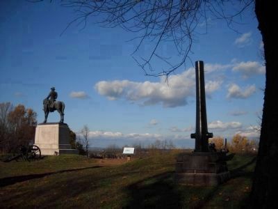 Howard Headquarters Marker and Statue image. Click for full size.