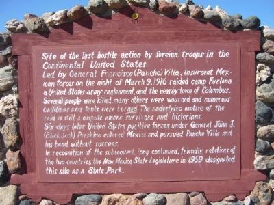 Site of the Last Hostile Action by Foreign Troops in the Continental United States. Marker image. Click for full size.