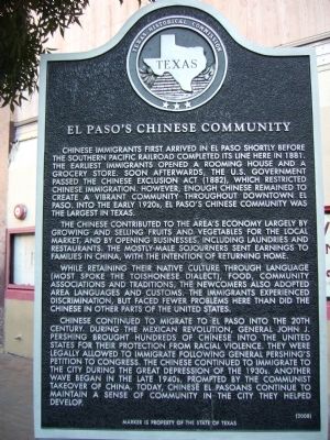 El Paso's Chinese Community Marker image. Click for full size.