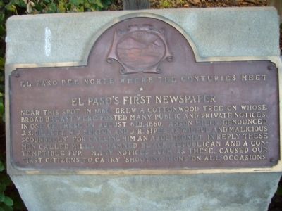 El Paso's First Newspaper Marker image. Click for full size.