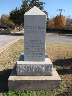 Athens Big Spring Memorial Park Marker. Click for full size. Athens Big Spring Memorial Park Marker image. Click for full size.