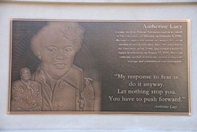 Malone Hood Plaza Marker - North Face: Autherine Lucy image. Click for full size.