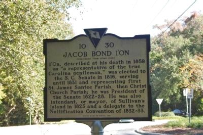 Jacob Bond I'On Marker, reverse side. Click for full size. Jacob Bond I'On Marker, reverse side image. Click for full size.