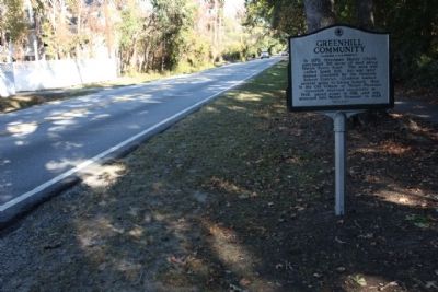 Greenhill Community / Greenhill Farming Marker, looking north along Mathis Ferry Rd. image. Click for full size.