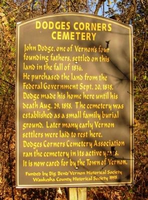 Dodges Corners Cemetery Marker image. Click for full size.