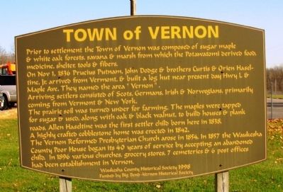 Town of Vernon Marker. Click for full size. Town of Vernon Marker image. Click for full size.