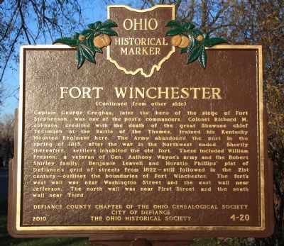Fort Winchester Marker Reverse. Click for full size. Fort Winchester Marker Reverse image. Click for full size.
