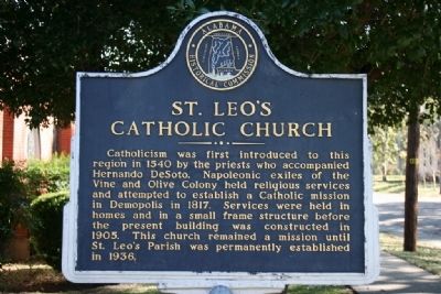 St. Leo’s Catholic Church Marker. Click for full size. St. Leo’s Catholic Church Marker image. Click for full size.