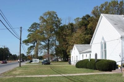 Harmony United Methodist Church Marker, looking west along John J. Williams Highway (State Route 24) image. Click for full size.