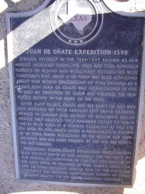 Juan de Onate Expedition 1598 Marker image. Click for full size.