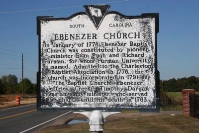 Ebenezer Church Marker - Side A image. Click for full size.