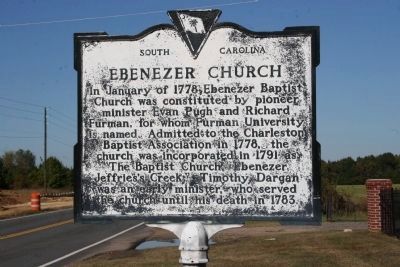 Ebenezer Church Marker - Side A. Click for full size. Ebenezer Church Marker - Side A image. Click for full size.