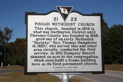 Pisgah Methodist Church Marker - Side A image. Click for full size.