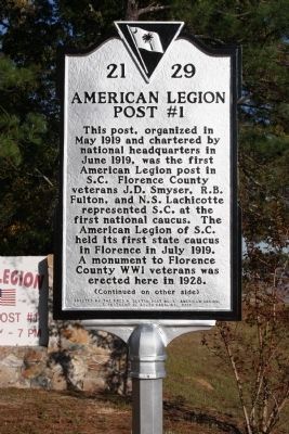 American Legion Post #1 Marker image. Click for full size.