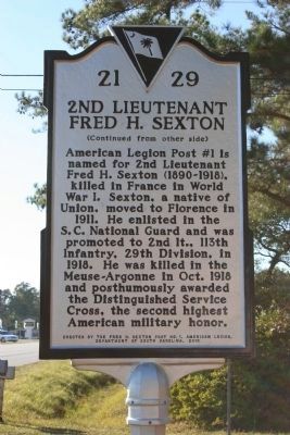 2nd Lieutenant Fred H. Sexton Marker image. Click for full size.