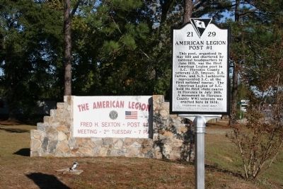 Marker & American Legion Post #1 Sign image. Click for full size.