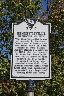 Bennettsville Methodist Church Marker image. Click for full size.