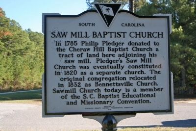 Saw Mill Baptist Church Marker image. Click for full size.