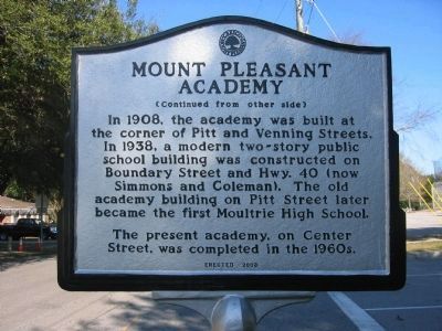 Mount Pleasant Academy Marker - Side B image. Click for full size.