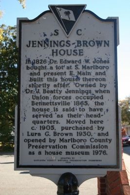Jennings-Brown House Marker image. Click for full size.