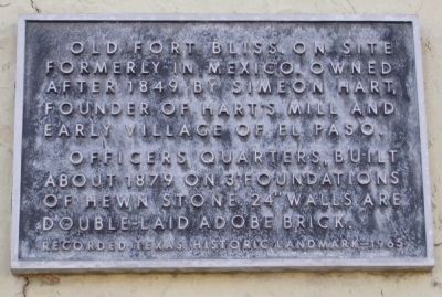 Fort Bliss Officers' Quarters Marker image. Click for full size.