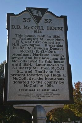 D.D. McColl House1826 Marker image. Click for full size.