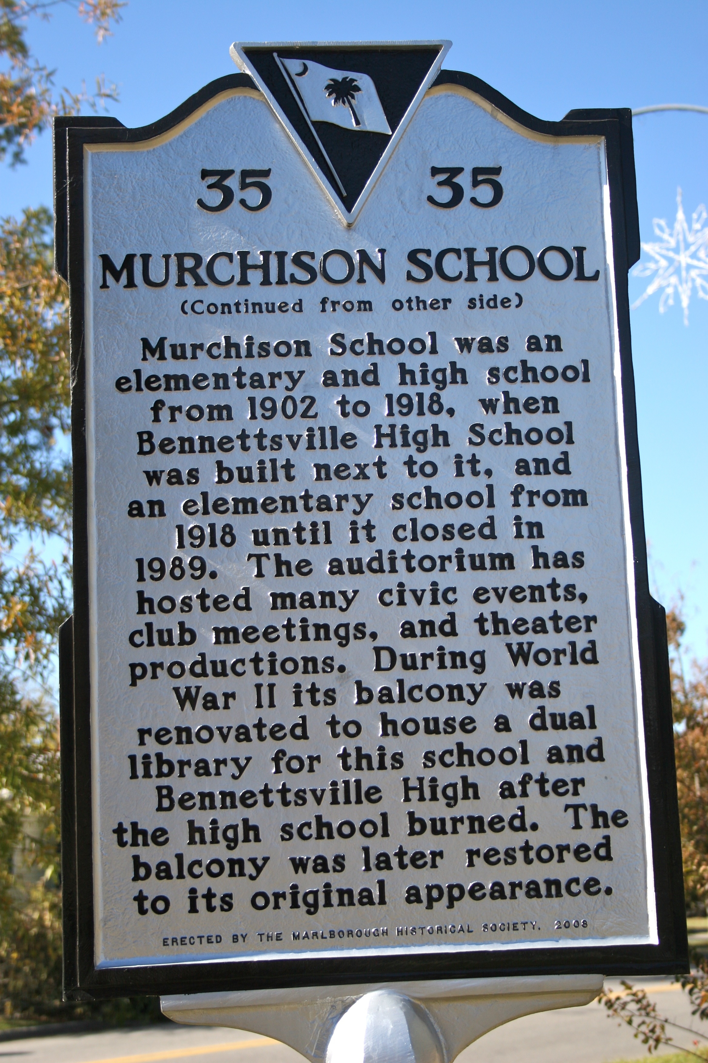 Murchison School Marker - Side B