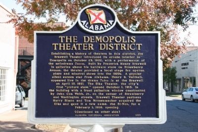 The Demopolis Theater District Marker (Side A) image. Click for full size.