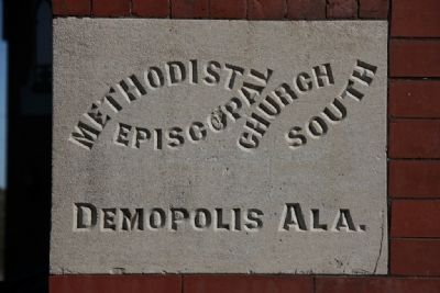 Demopolis Methodist Church Cornerstone image. Click for full size.
