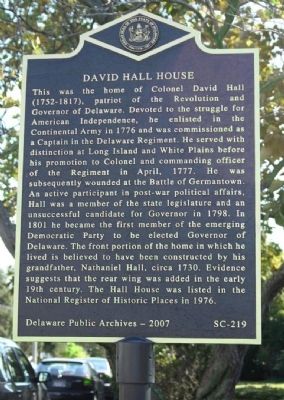 David Hall House Marker image. Click for full size.