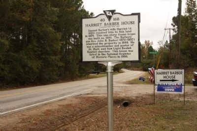 Harriet Barber House Marker, seen looking north along Lower Richland Blvd. image. Click for full size.