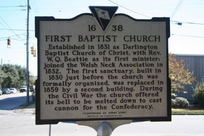 First Baptist Church Marker (Side A). Click for full size. First Baptist Church Marker (Side A) image. Click for full size.