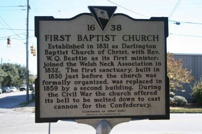 First Baptist Church Marker (Side A) image. Click for full size.