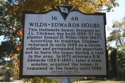 Wilds-Edwards House / Samuel Hugh Wilds Marker (front) image. Click for full size.