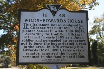 Wilds-Edwards House / Samuel Hugh Wilds Marker (front). Click for full size. Wilds-Edwards House / Samuel Hugh Wilds Marker (front) image. Click for full size.
