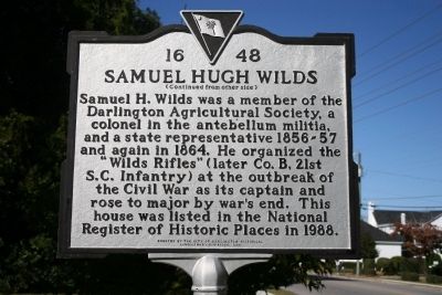 Wilds-Edwards House / Samuel Hugh Wilds Marker (reverse) image. Click for full size.