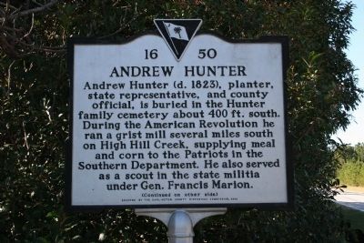 Andrew Hunter Marker (Side A). Click for full size. Andrew Hunter Marker (Side A) image. Click for full size.
