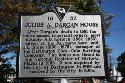 Julius A. Dargan House Marker (Side B) image. Click for full size.