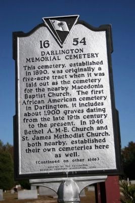 Darlington Memorial Cemetery Marker (Side A) image. Click for full size.