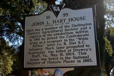 John L. Hart House (#2) Marker (reverse) image. Click for full size.