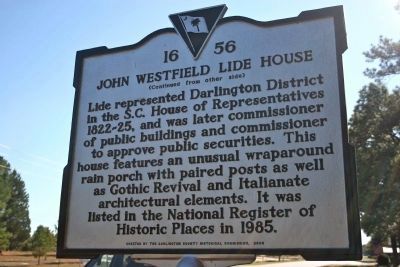 John Westfield Lide House Marker (Side B). Click for full size. John Westfield Lide House Marker (Side B) image. Click for full size.