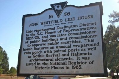 John Westfield Lide House Marker (Side B) image. Click for full size.