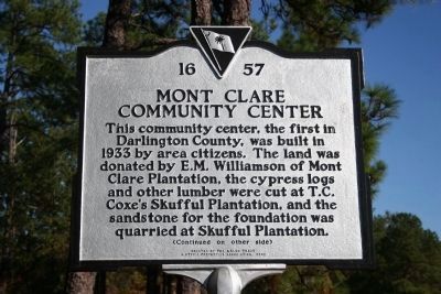 Mont Clare Community Center Marker (Side A) image. Click for full size.