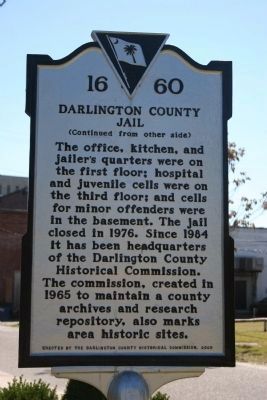Darlington County Jail Marker (Side B) image. Click for full size.