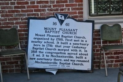 Mount Pleasant Baptist Church Marker image. Click for full size.