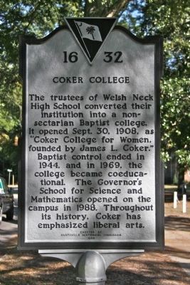 Coker College Marker image. Click for full size.