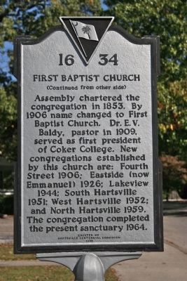 First Baptist Church Marker (Side B) image. Click for full size.