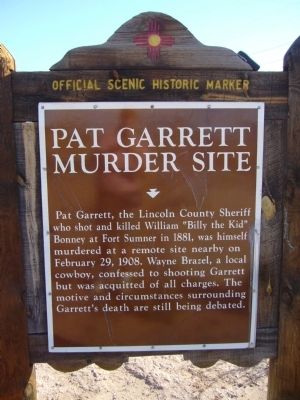 Pat Garrett Murder Site Marker image. Click for full size.